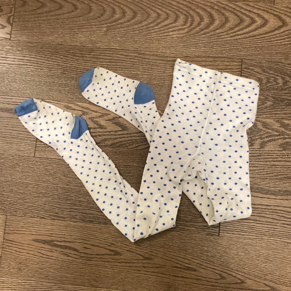 Kids white and blue footed tights. Old Navy.